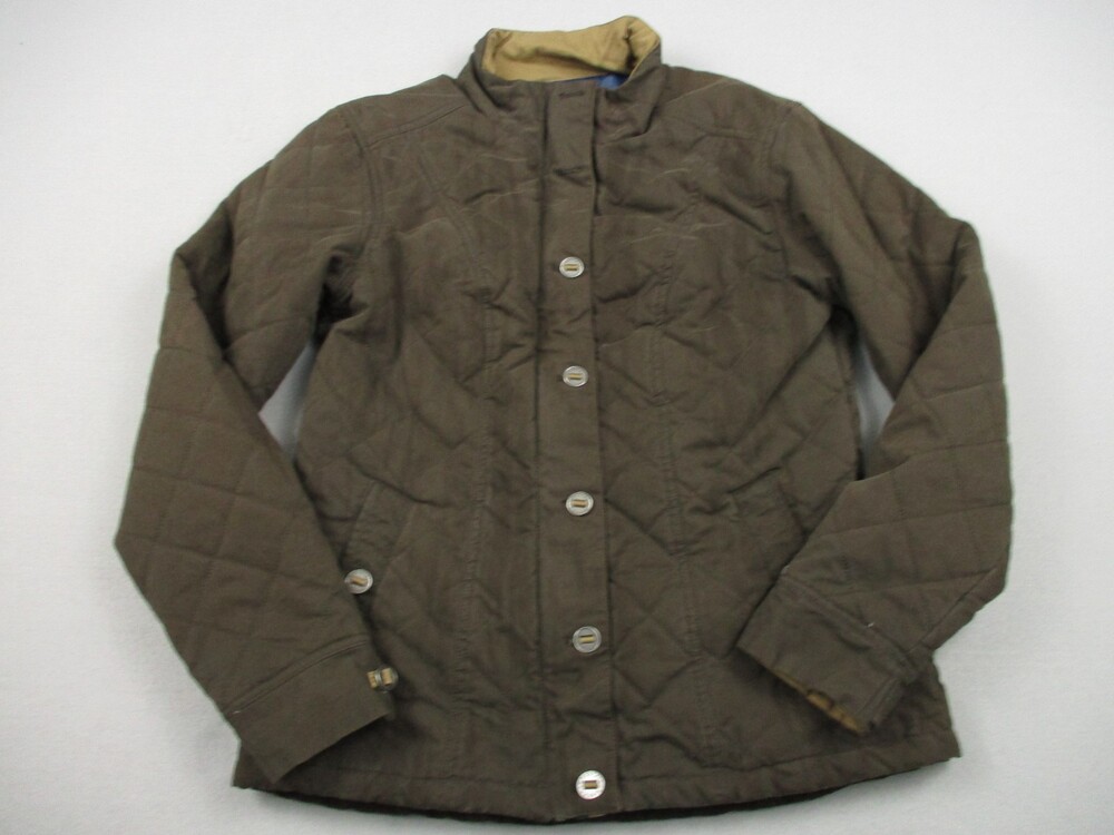 Mountain Khakis Jacket Women Small Brown Quilted Primaloft Button Trail Utility